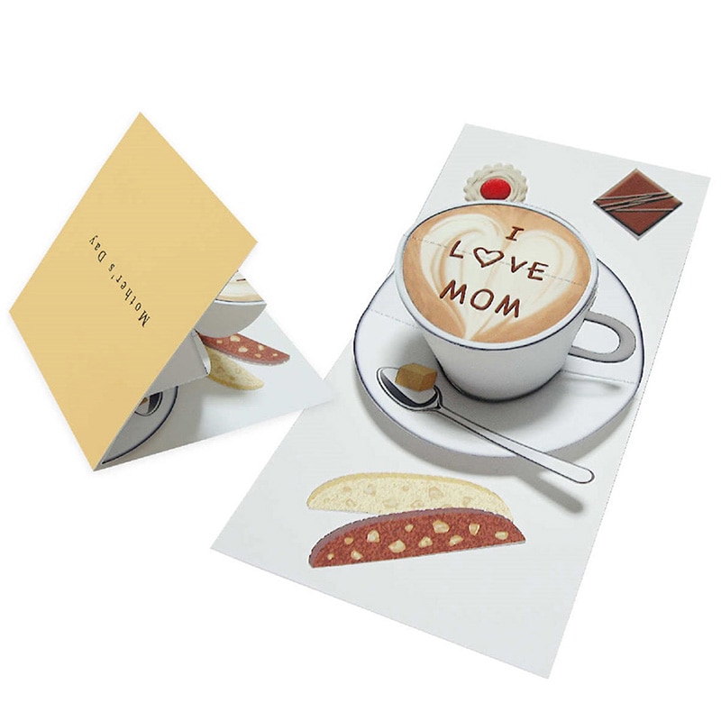 DIY Pop-up Card Teacup,Handmade 3D Anniversary Greeting Card Paper Model,Postcard Invitation Papercraft,Craft ER-120