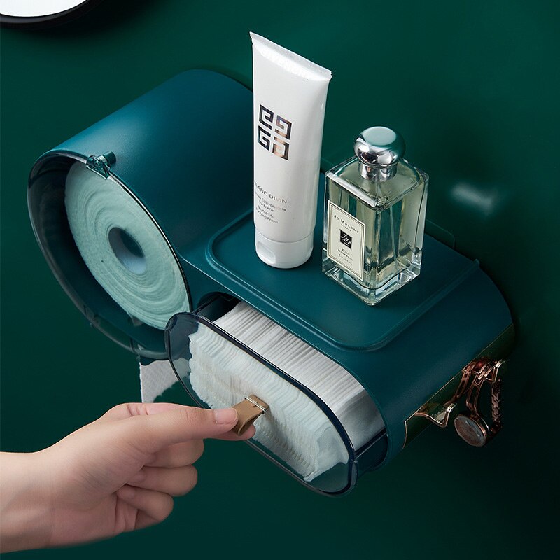Portable Toilet Paper Holder Waterproof Bathroom Toilet Paper Holder Wall-mounted Tissue Box Organizer Bathroom Accessories