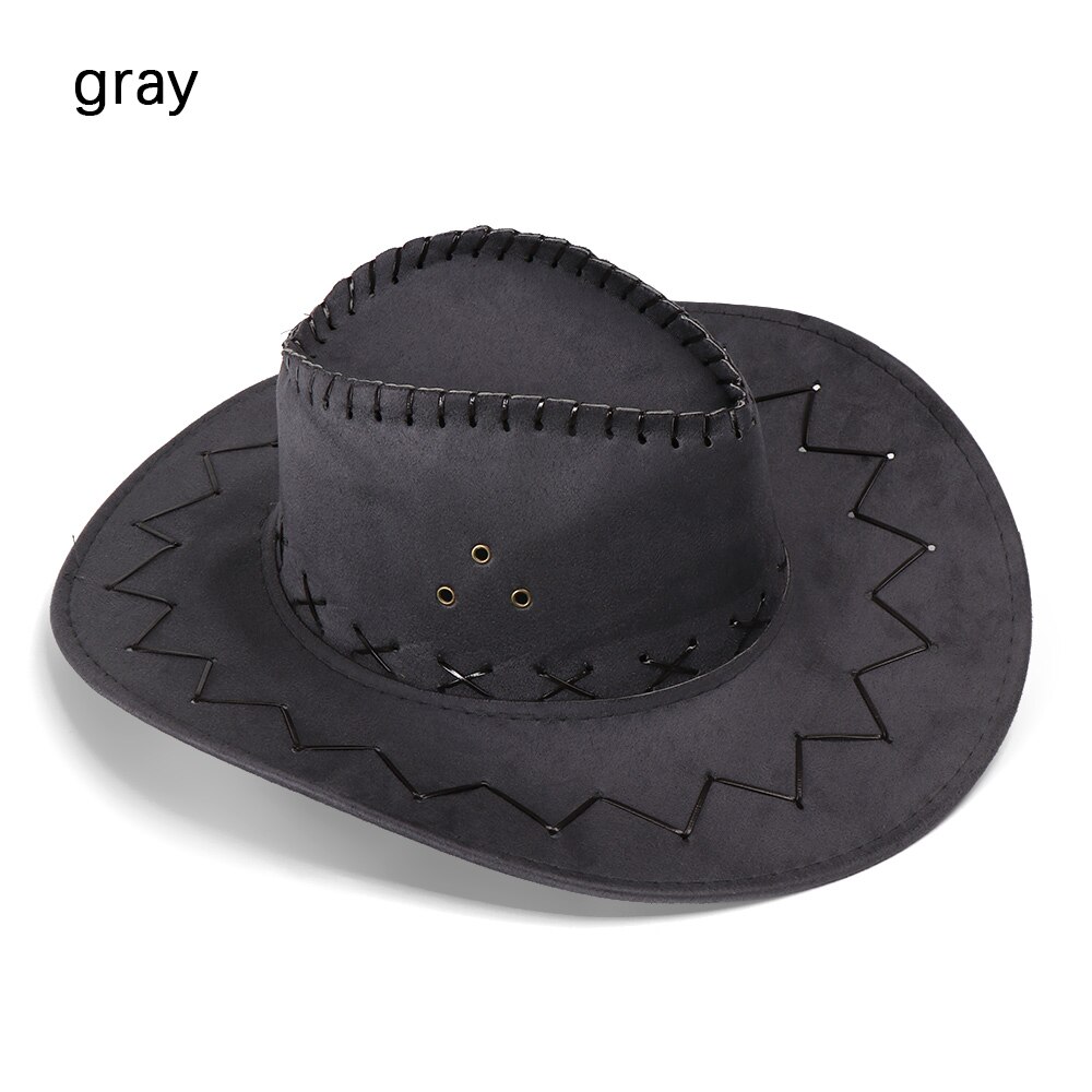 Western Cowboy Hat Women Men Sun Visor Cap Wide Sun Shield Hat Travel Beach Chapeu Cowboy Cap: Gray