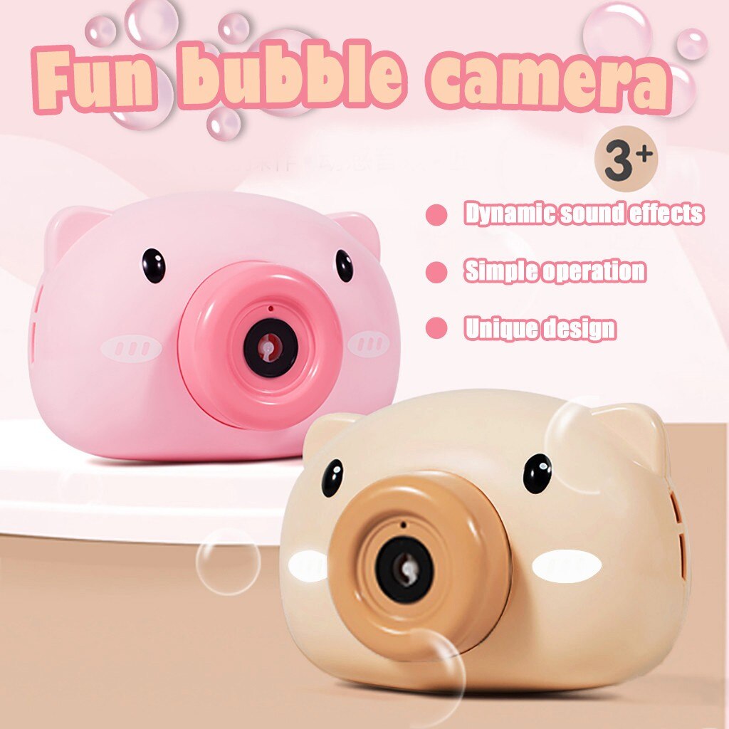 # Leuke Cartoon Varken Camera Bubble Machine Kinderen Speelgoed Meisje Vriend Giocattoli Bambini Baby Muziek Outdoor Automatische Bubble Maker