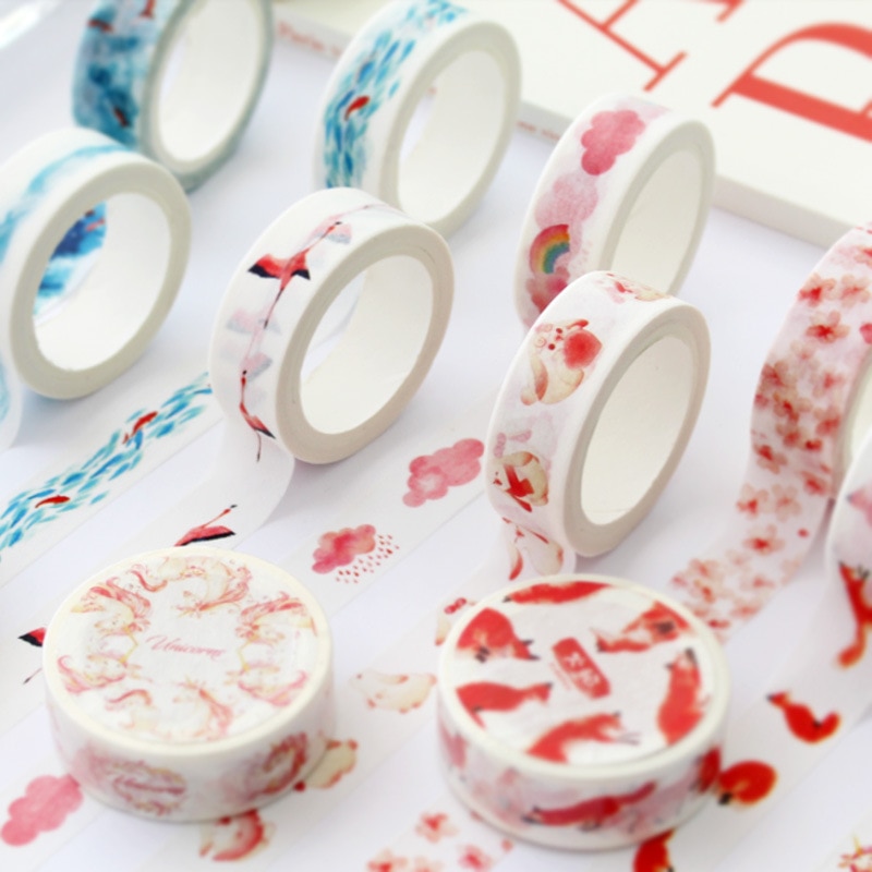 15Mm X 7M Roze Fall Eenhoorn Papier Leuke Washi Tape Japanse Briefpapier Decoratieve Afplakband Stickers Scrapbooking