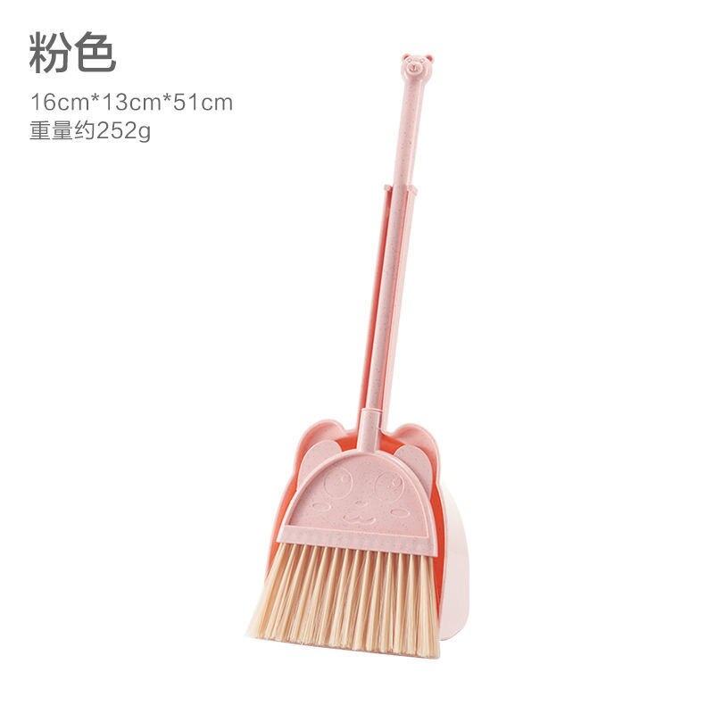 Juego de escoba de suelo rosa para niños, Recogedor de azulejos de soporte para interiores, artículos para el hogar, mango largo de plástico, bonito Recogedor ZZ50SB