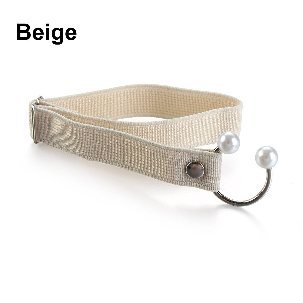 Correa elástica para zapatos de tacón alto para mujer, correa ajustable con perlas en forma de U, cordón elástico anticaída, accesorios para zapatos, 1 par: beige