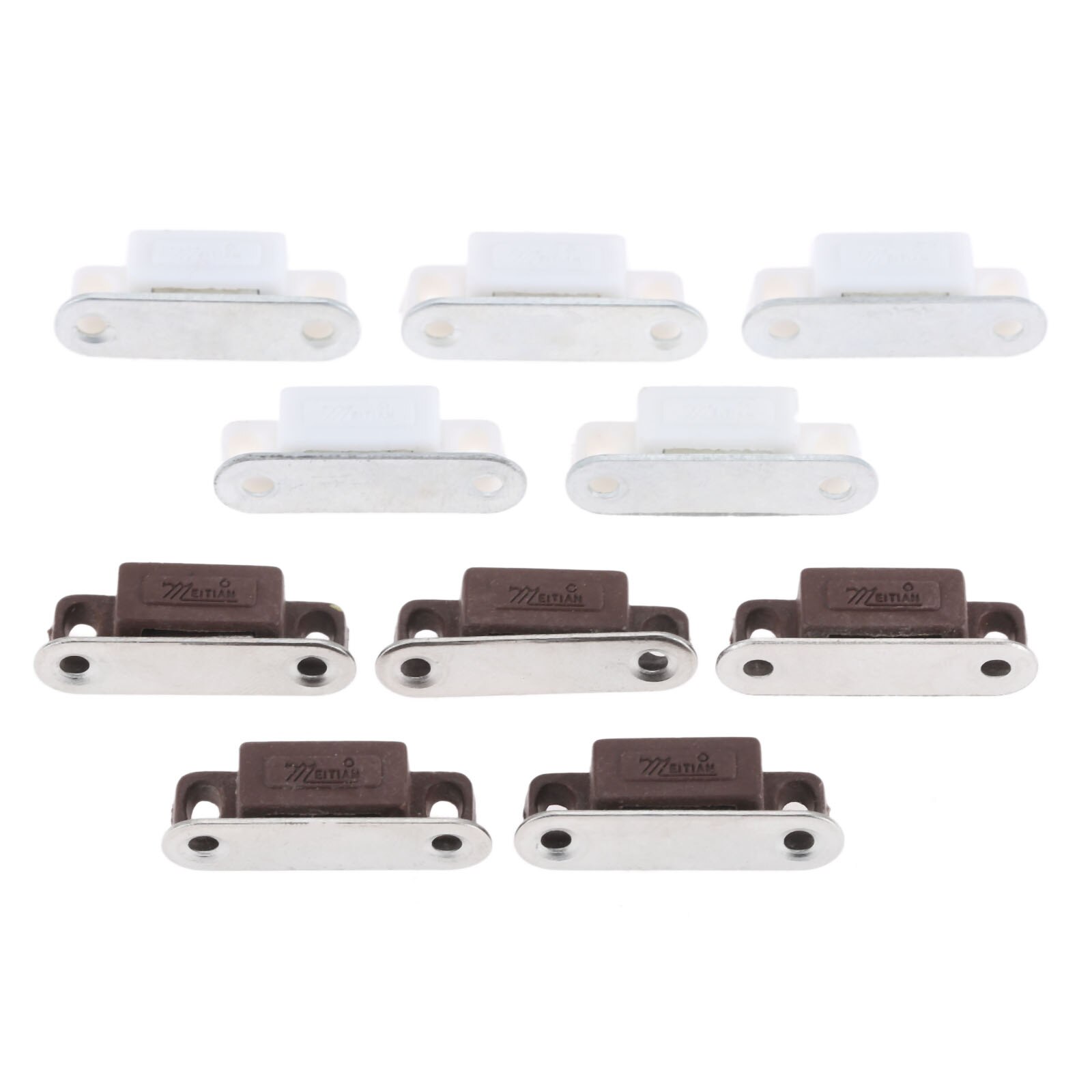 5pcs/set Magnetic Catches w/screws Small Metal Cabinet Door Cupboard Preventing Protecting 27mmx10mm White/Brown Mini Stopper