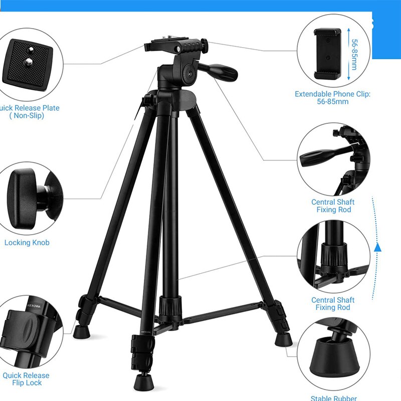 Multi-function Aluminum Lightweight Tripod portable stable metal Shoot Desktop Tripod Stand Cell Phone Holder