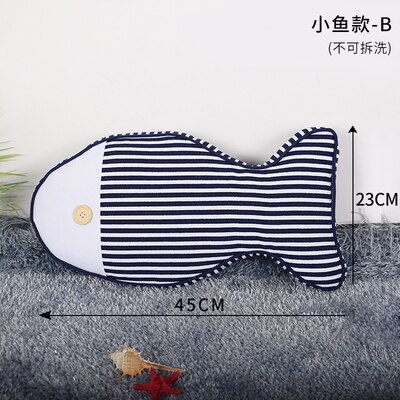 Coussins décoratifs méditerranéens en peluche traversin chaise de bureau coussin décoration de chambre de bébé doux Plusy jouet: fish B