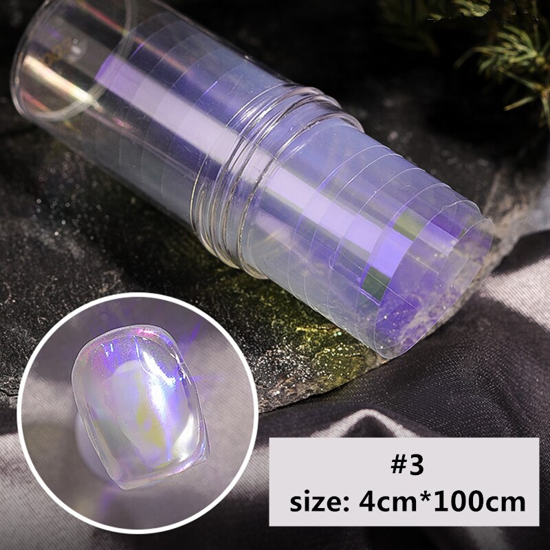 Aurora lámina de cristal para uñas, película adhesiva de celofán, de tendencia de uñas coreanas, cubo de hielo, decoración DIY, 100cm/botella: 03