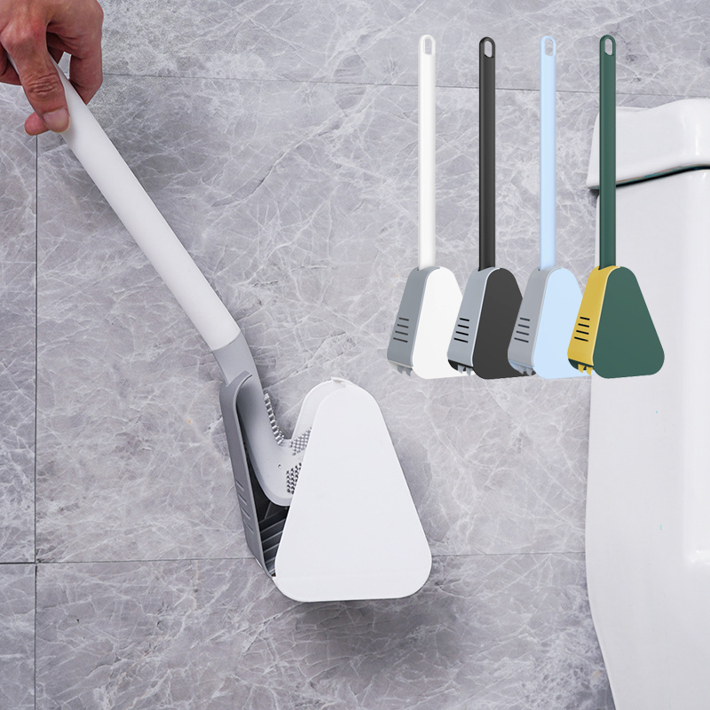 Brosse de toilette en caoutchouc souple, manche Long, en Silicone, pas de mort, nettoyage des toilettes, séchage rapide, accessoires de salle de bains