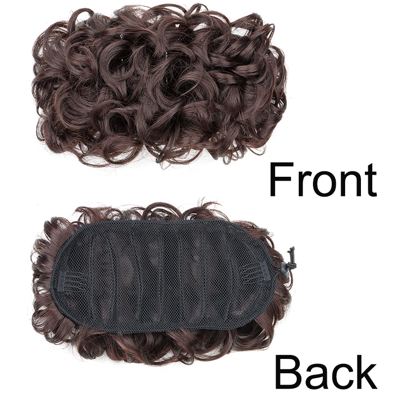Moño rizado sintético, banda de goma elástica, Scrunchie envolvente para el cabello, moño esponjoso desordenado, postizos, peinado Retro para novia