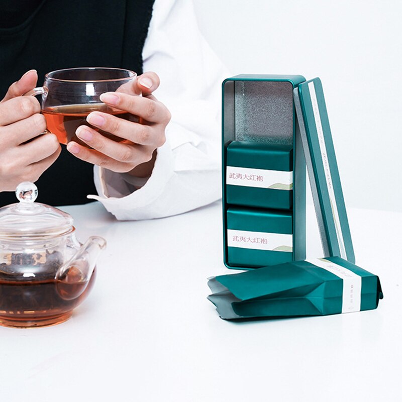 Tea Bag Packaging Box Sealed Rectangular Tinplate Tea Container Portable Tea Bag Coffee Storage Box