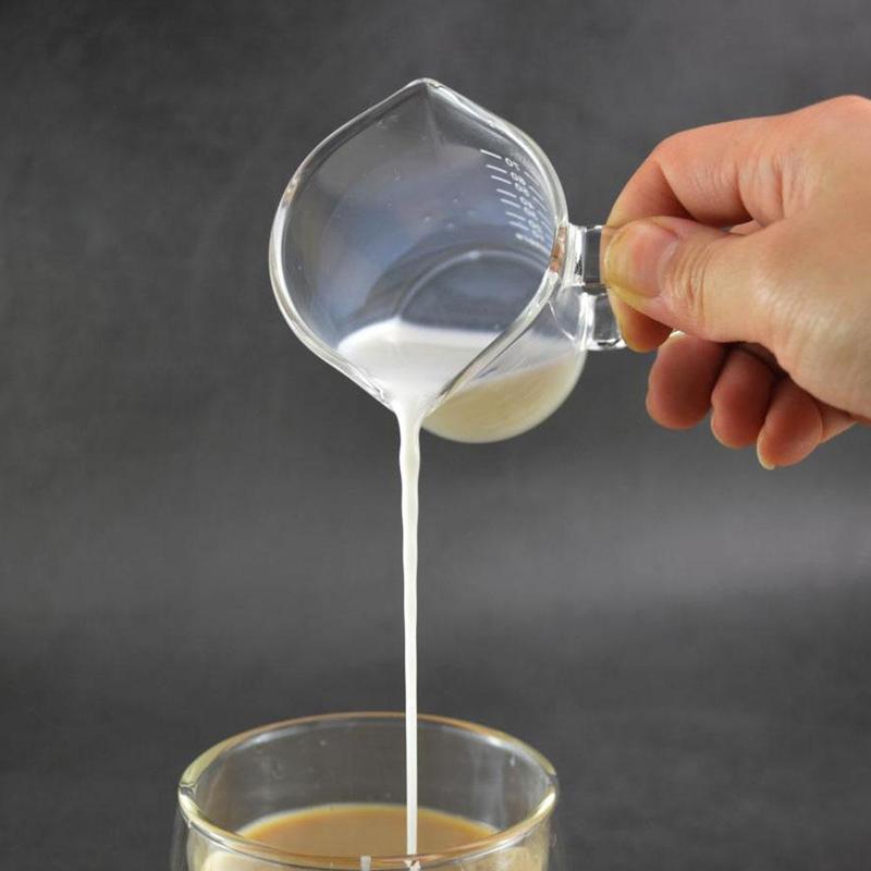 Värmebeständigt glaskaffe mätkopp dubbel pip för och kökskopp