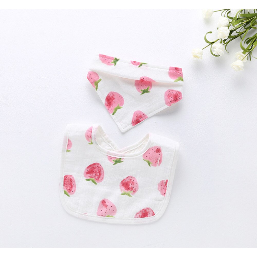2 Pcs/Set Kids Cotton Feeding Meal Colla Burp Cloths For Boy&Girl Apron Infant Printing Bibs Baby Soft Bib Saliva Dripping Bibs