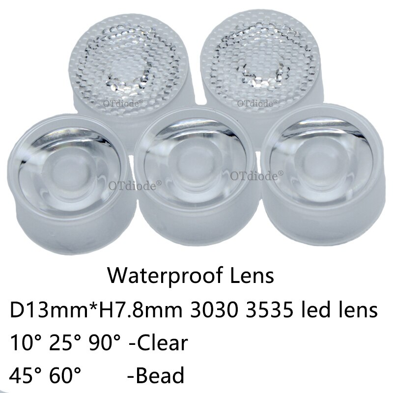 13mm 3535 CREE XPE XPE2 XPG XPG2 XTE Epi LED/Semi LED 3535 LED lentille étanche 3030 puce Diode clair perle Surface intégrée lentille: 90 Degree / 10pcs