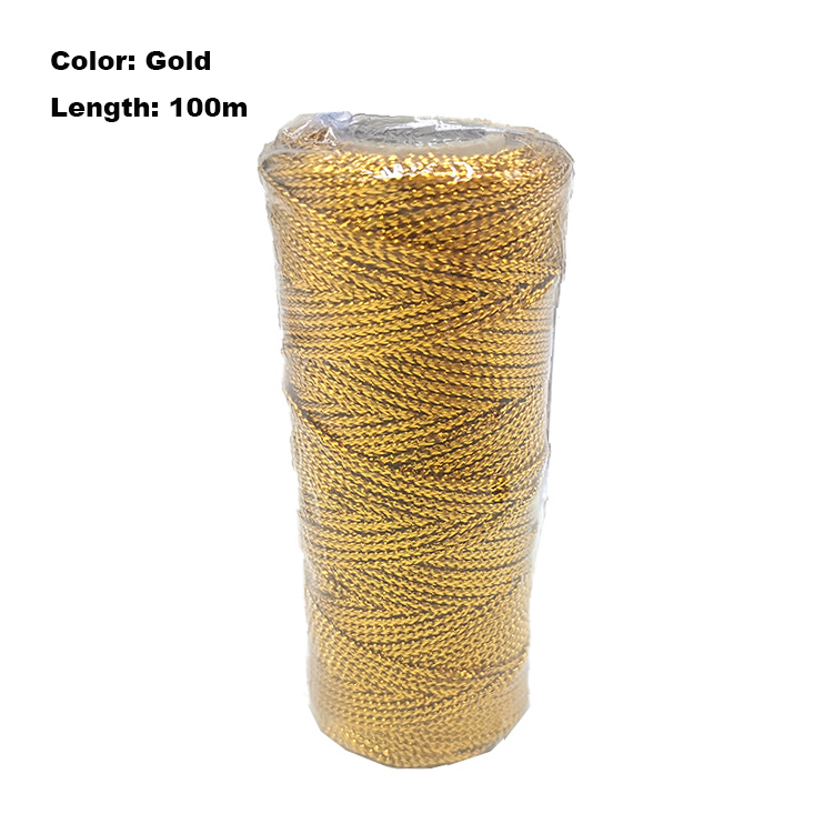 100 m/Roll 1.5mm Goud Zilver Macrame Koord Touw Touw Verpakking Touw Ornament String Voor DIY Bruiloft kerstcadeau Decor: Goud