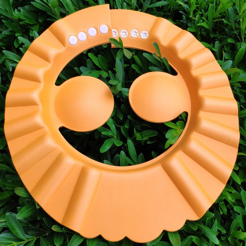 Bouchon de shampooing sûr réglable douche bain protéger doux EVA mousse imperméable chapeau pour bébé lavage cheveux bouclier pour enfant douche: Orange