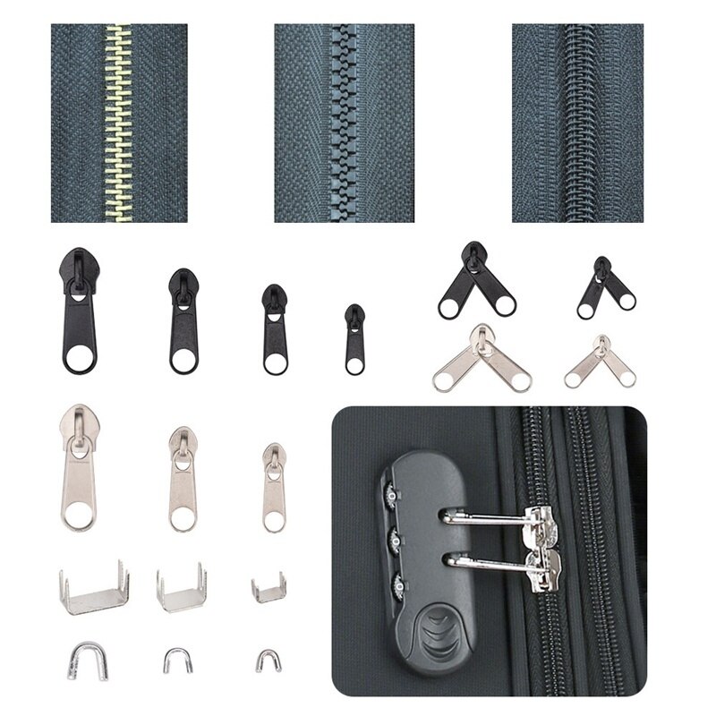 197Pcs Rits Vervanging Hoofd Rits Reparatie Kit Universal Instant Fix Vervanging Zip Slider Gereedschap Voor Rits Accessoires