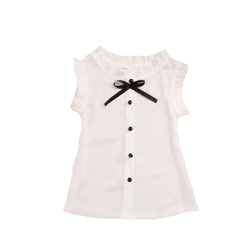 Meisjes witte blouses mouwloze chiffon shirts voor meisjes kleding kinderen schooluniformen zomer studenten tops 18m 4 8 10 12 14