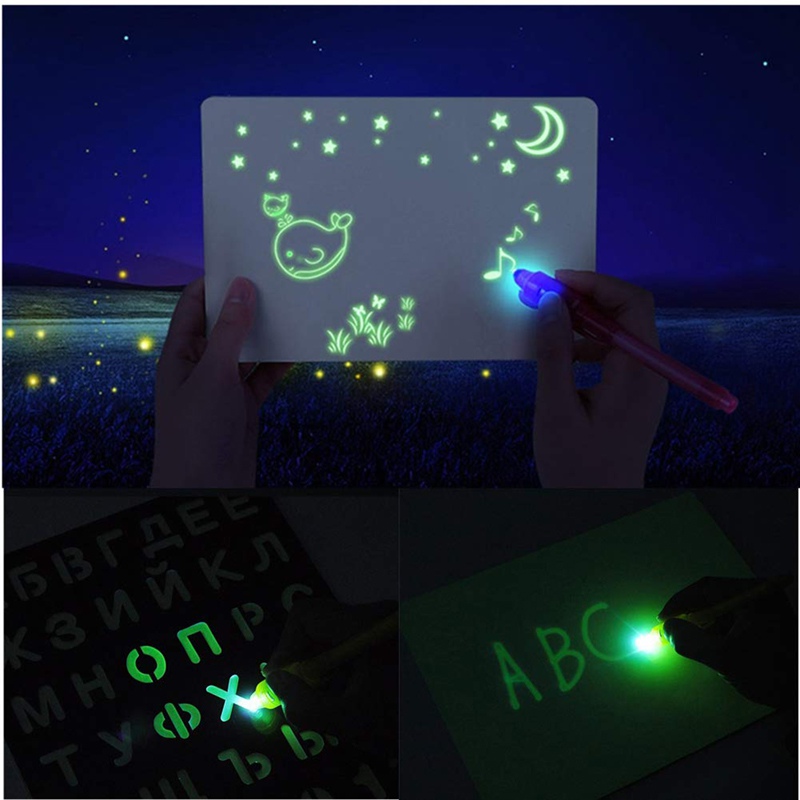 Dessiner avec lumière lueur dans l'obscurité enfants enfants peinture jouet lumineux planche à dessin croquis ensemble jouets