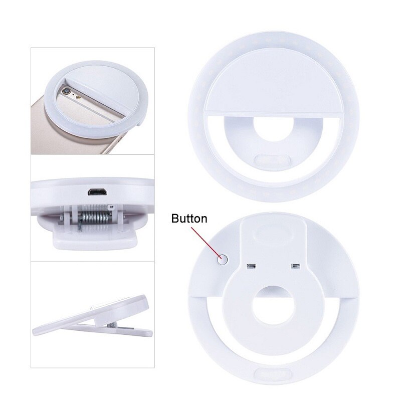 Usb Charge Led Selfie Ring Licht Aanvullende Verlichting Night Duisternis Selfie Enhancing Voor Telefoon Licht Invullen Camera Verstelbare