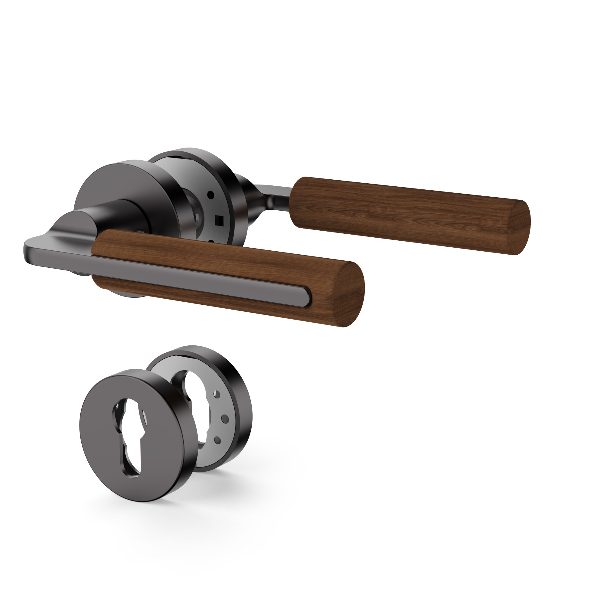 Viladepot Privacy Deurgreep Houten Handvat Hendel Slaapkamer Badkamer Doorgang Deurslot Zonder Slot Cilinde: Black