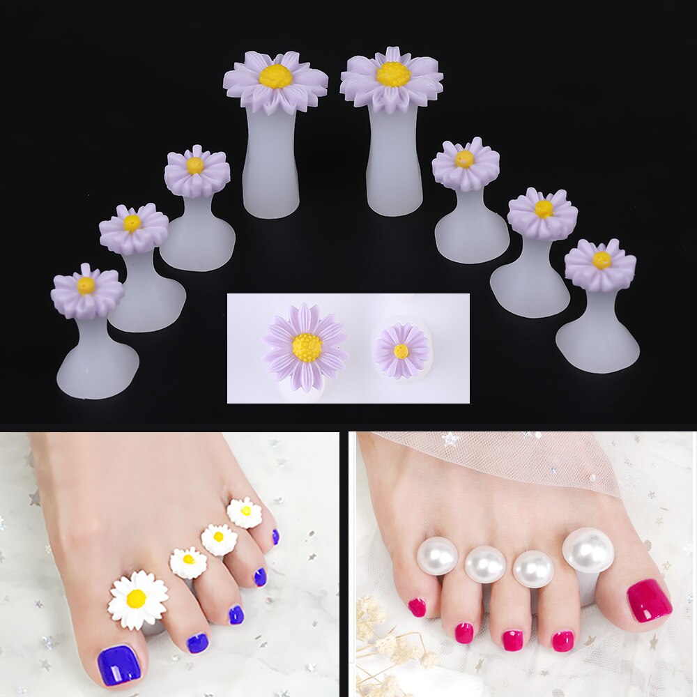 8 stk silikone fod-tå-separator pleje flipbeskytter blød sub-tå tommelfinger separate manicure værktøj