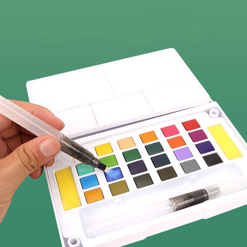 12/18/24/36 colores Kit de acuarelas sólidas para niños pintura pigmento de agua sólida con pincel de dibujo suministros de pintura artística