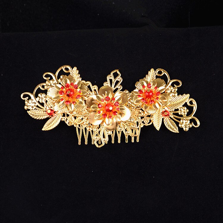 AINILIDAN Bride Tiara Golden Hair Combs Chinese Style Wedding Hair Accessories Small Phoenix Coronet Bridal Crown Forehead: No. 10