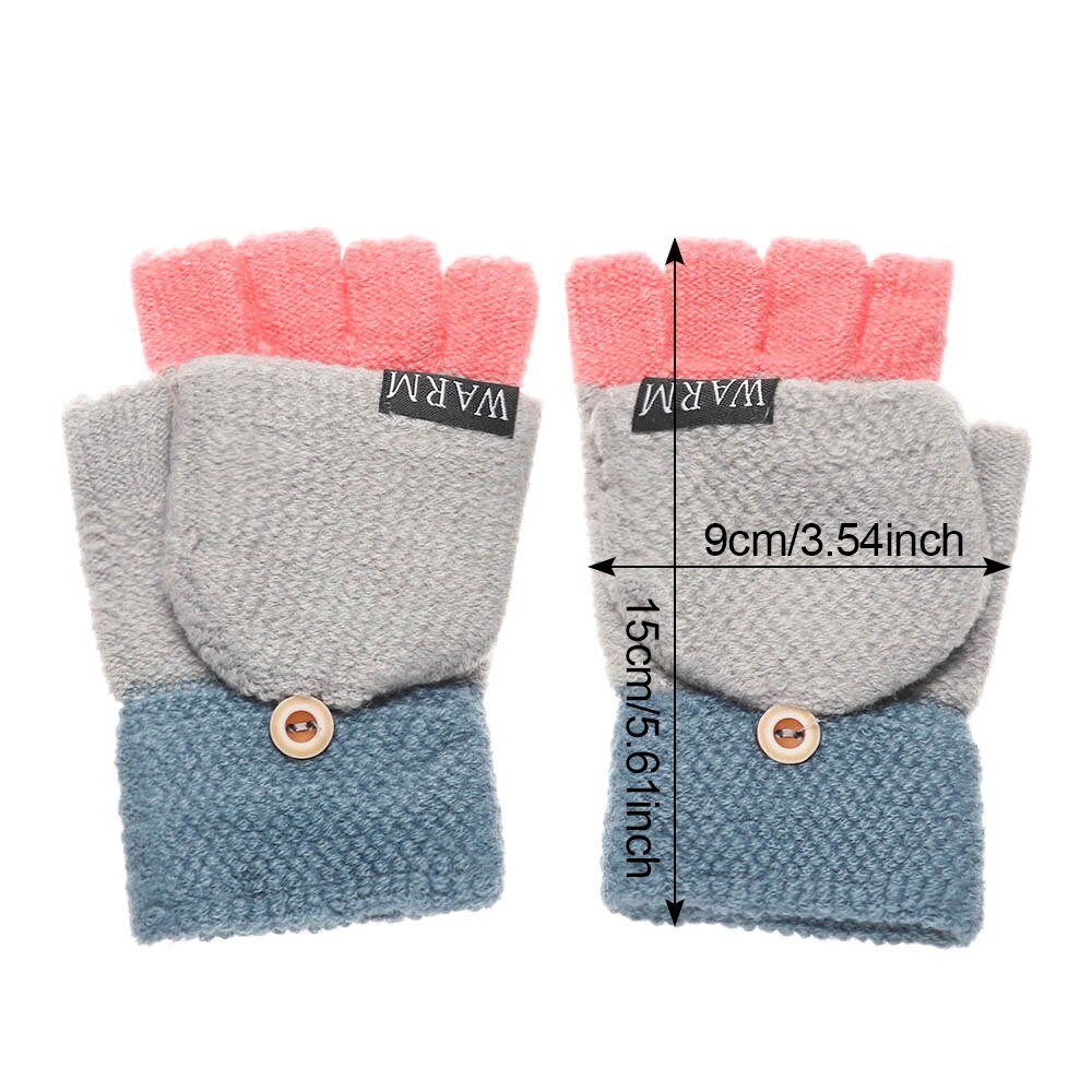 Winter Warm Thickening Wool Gloves Knitted Flip Fingerless Flexible Exposed Finger Thick Mittens for Men Women