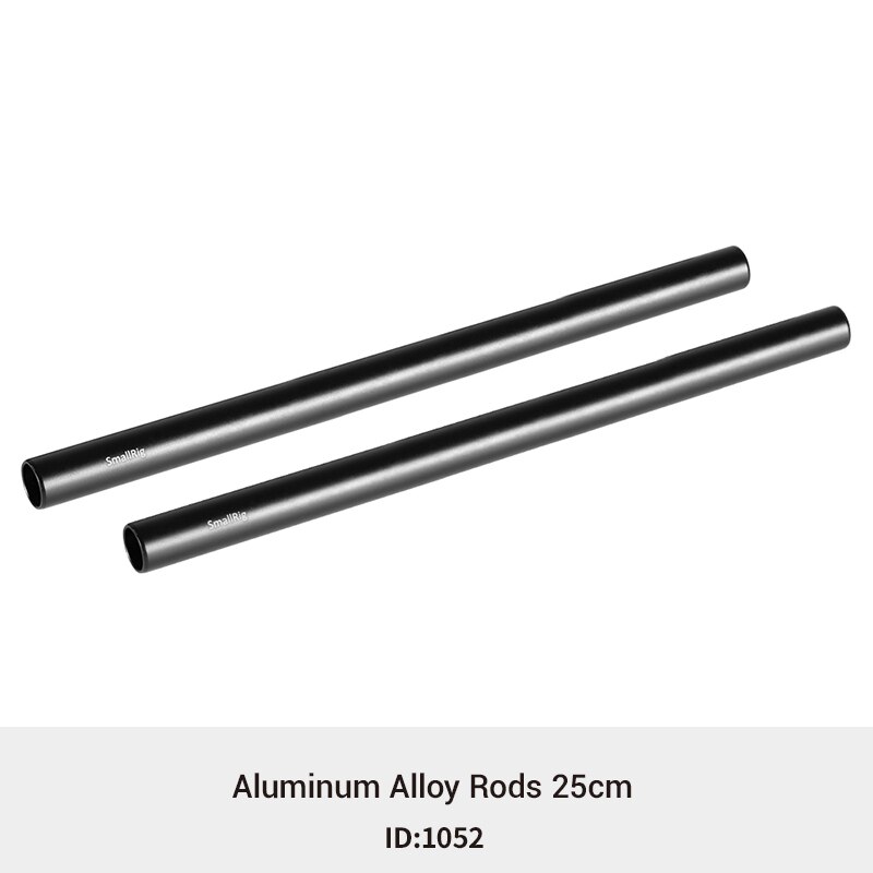 SmallRig Black Aluminum Alloy 15mm Rod Camera Rail Rod - 10cm 4 Inch (Pair Pack) for Monitor EVF Mount Attach -1049: 25cm