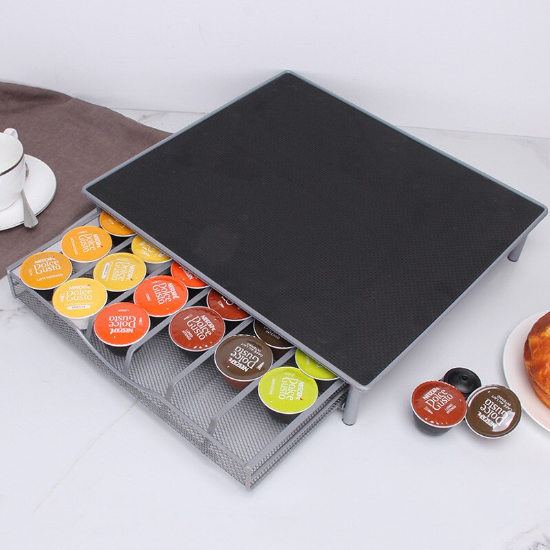 Organizador de cápsulas de café, cajones de café prácticos, soporte de cápsulas para estantes de cápsulas de café Dolce Gusto, estante de hierro