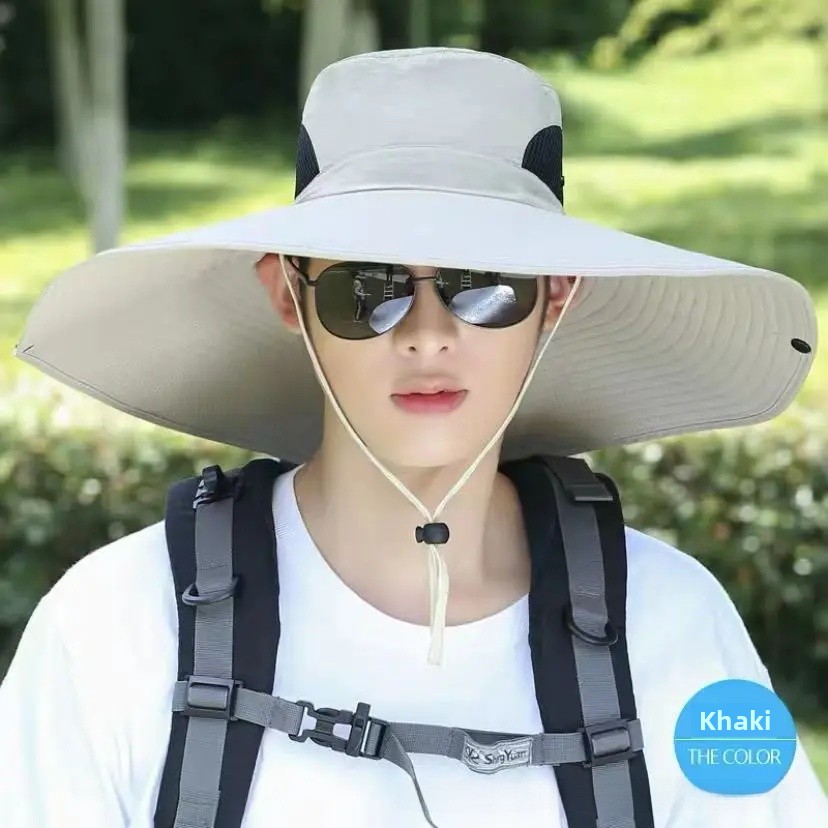 Gorra de pesca para viajes al aire libre, sombrero de sol de ala grande para hombre, sombrero de escalada de montaña, sombrero de pescador, sombrero de protección solar impermeable para hombres An: Blanco