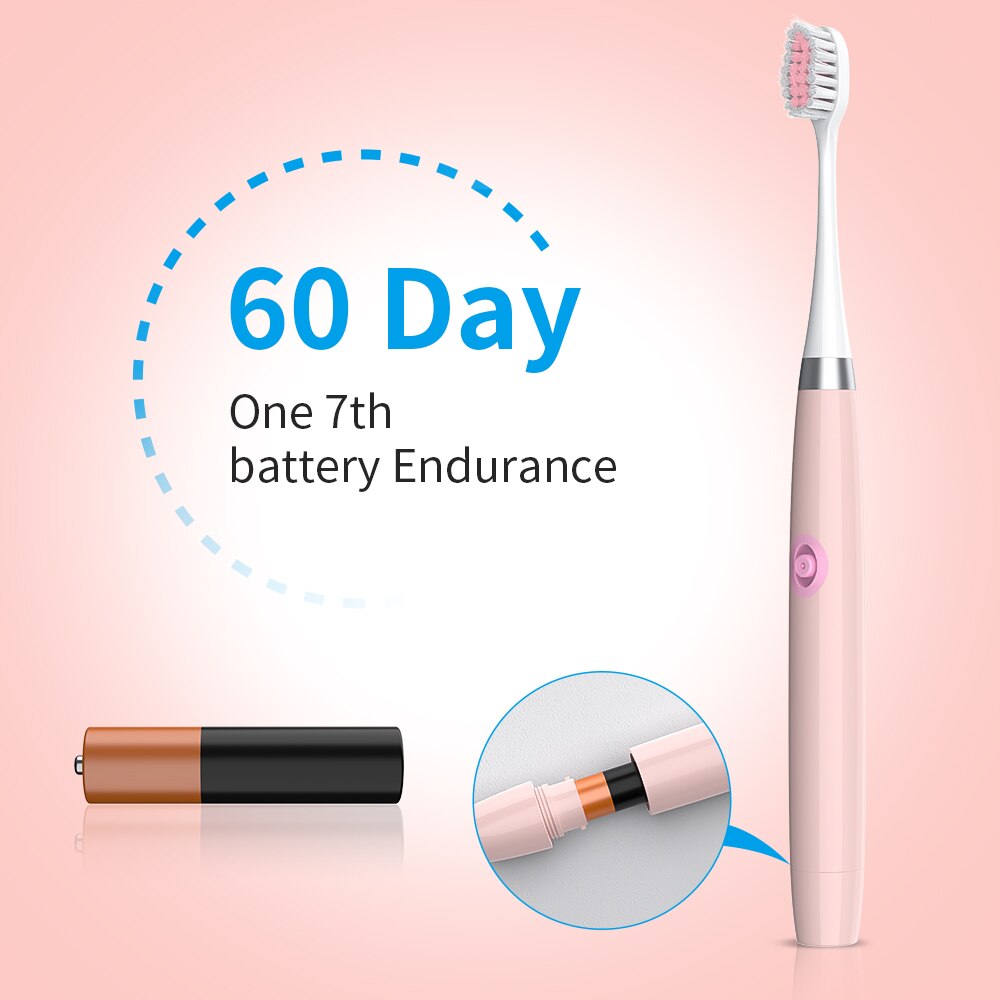 Elektrisk tandborste med 3 borsthuvuden batteridriven munhygien, icke uppladdningsbar vattentät tandborste för xiaomi mijia