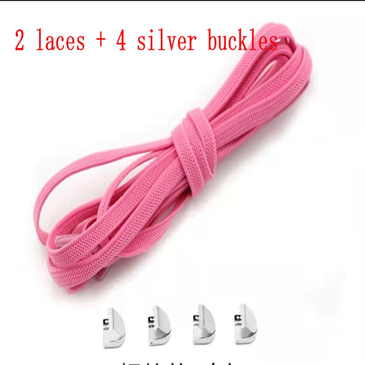 Cordones elasticos zapatillas sznurówki których nie trzeba wiązać sznurowadła dla dzieci i trampki dla dorosłych sznurowadło szybki leniwy metalowy zamek sznurowadła: różowy