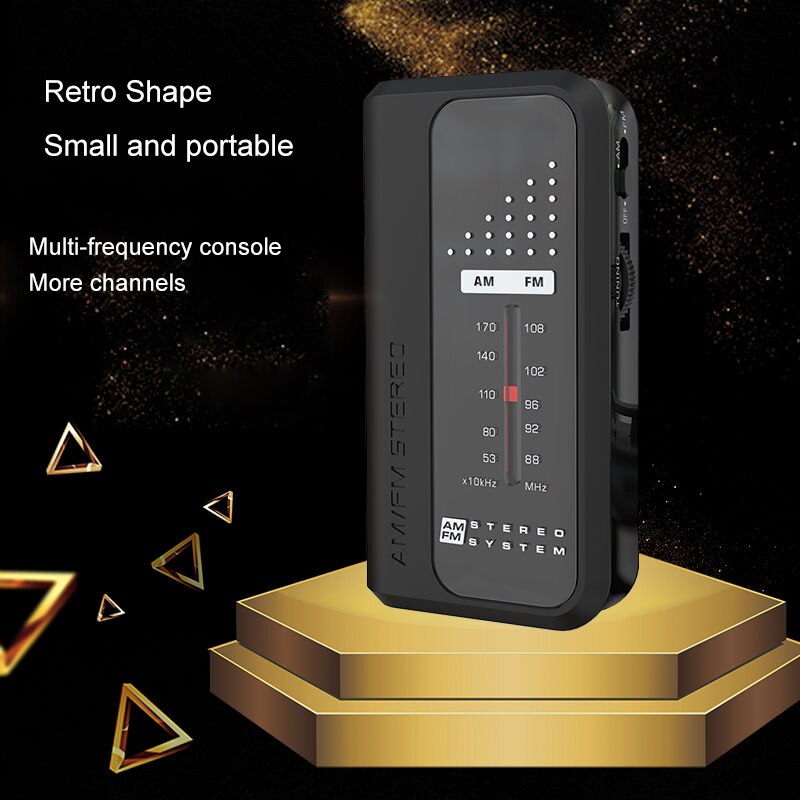 Mini FM/AM Radio Receiver Portable FM Radio with Stereo Earphone Support DBS Bass Sound Pocket radio
