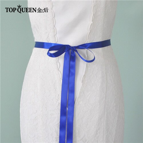 TOPQUEEN S375-S Wedding Dress Belts Bridal Waist Belt Dress Satin Ribbon Belt Indian Beaded Belt Luxury Rhinstone Dress Belts: royal blue