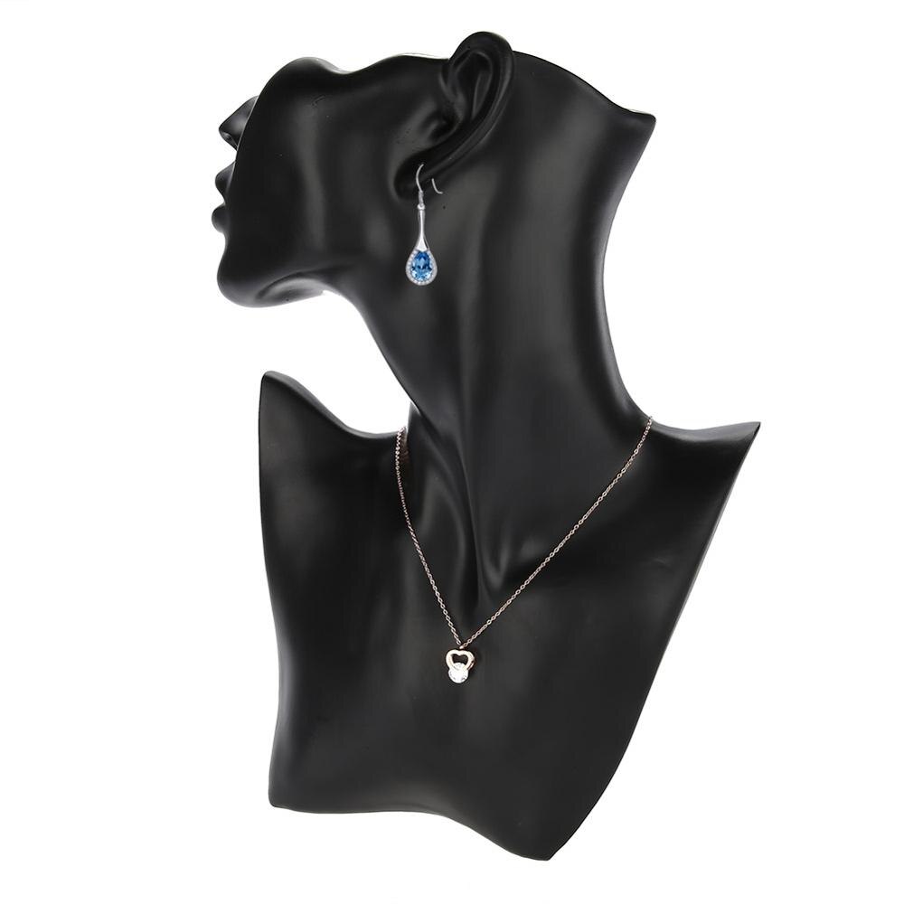 Jóias manequim cabeça acessórios colar brinco titular cabeça jóias busto para brinco exibição molde suporte modelo rack de exibição: Black