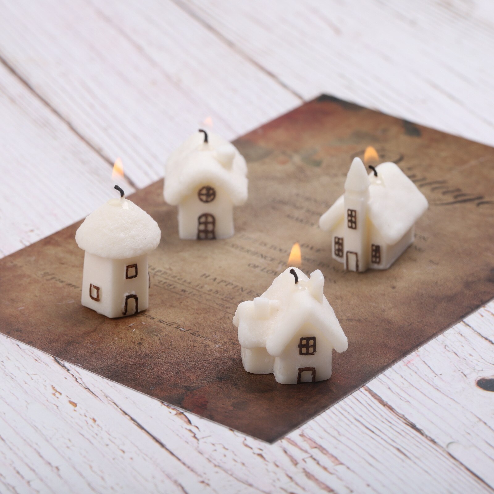 3D Small House Villa Wooden House Silicone Mold Aromatherapy Candle DIY Plastic Mold Home Crafts Ornaments Candle Making Molds