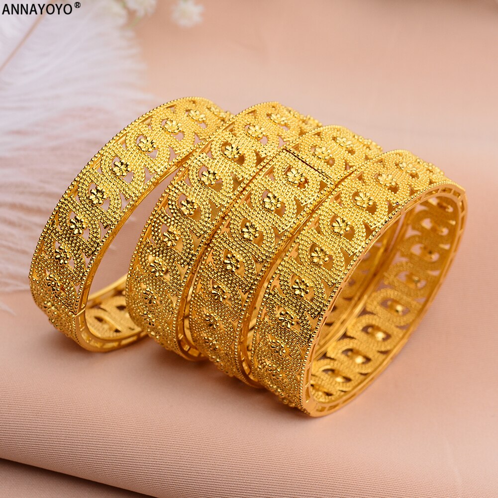 Brazalete de Dubái árabe de Oriente Medio de Annayoyo para mujer, pulsera de Oro africano, a la (4 unids/lote)