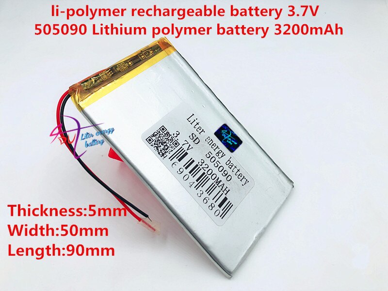 Beste batterij Maat 505090 3.7 V 3200 mah lithium-polymeer Batterij Met Bescherming Boord Voor MP3 MP4 GPS Digitale producten