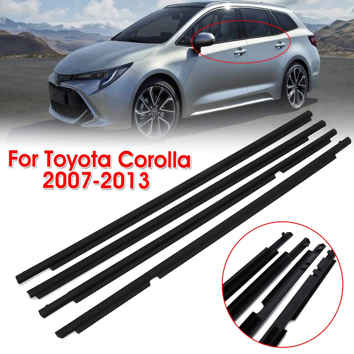 4x Car Door Weatherstrips Window Moulding Trim Seal Belt For Toyota Corolla Auto Door Belts Weather Strip