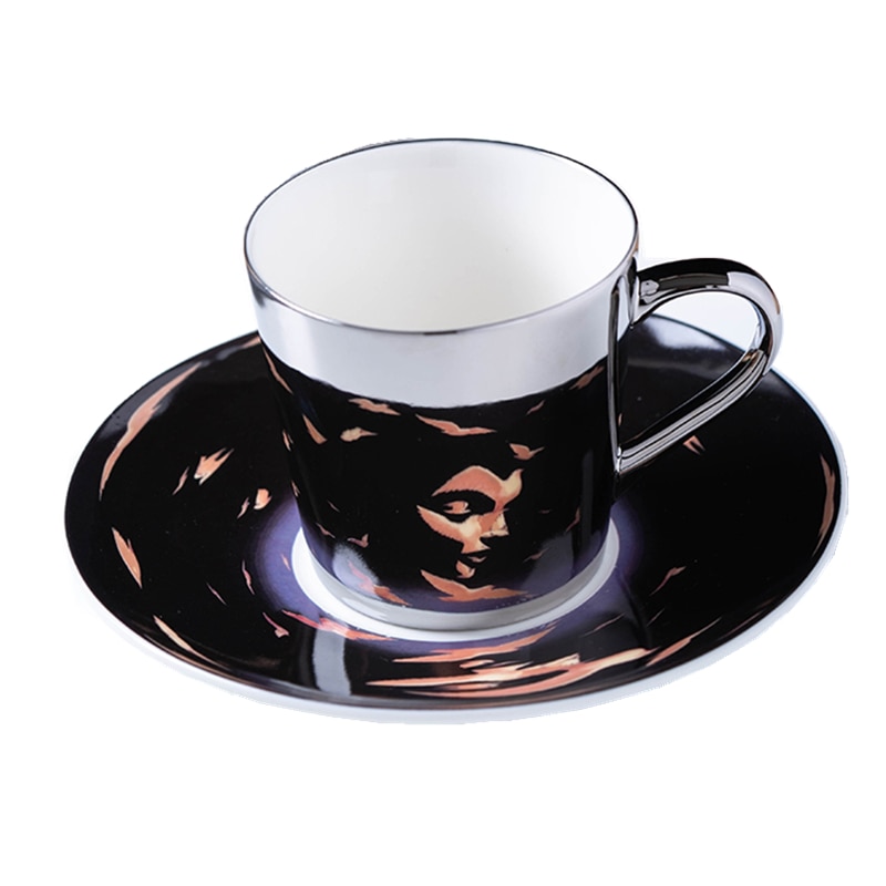 Spiegel Koffie Cup Spiegelende Reflectie Meisje Keramische Kopjes En Schotels Met Scoop Europese Stijl Coffeeware