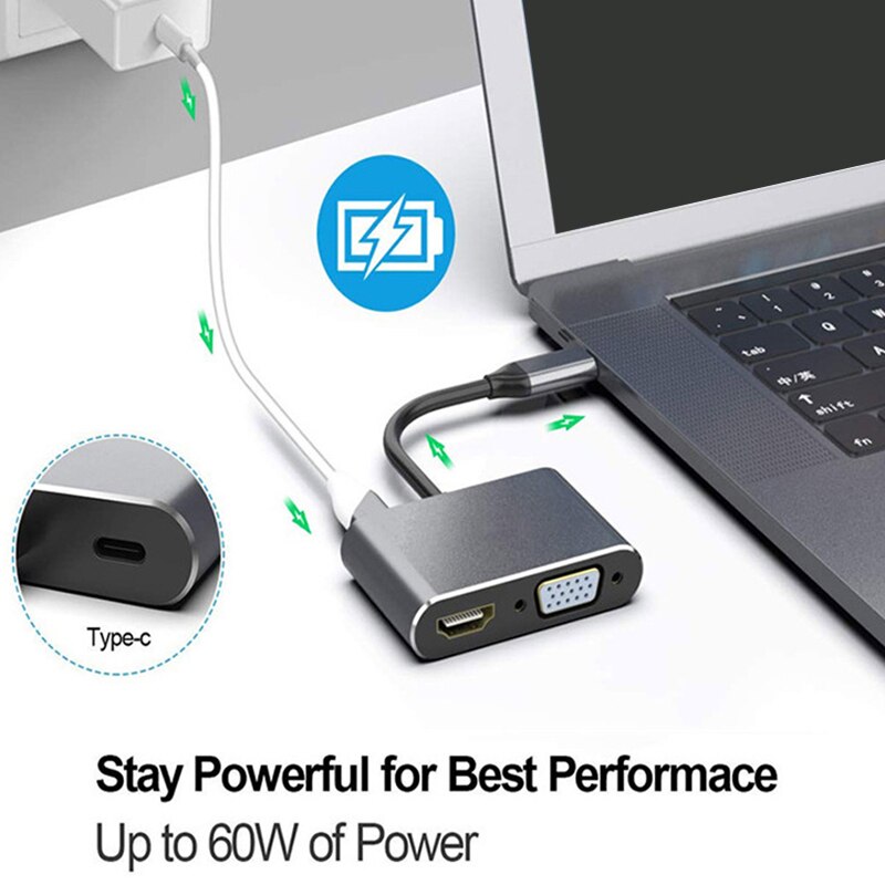 4 in 1 USB C HDMI Type C to HDMI 4K Adapter VGA USB3.0 o Video Converter PD 87W Fast Charger for Pro for Samsung S9