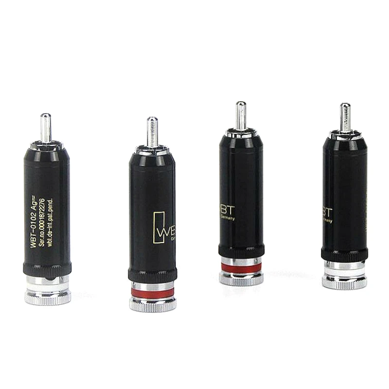 4pcs WBT-0102 RCA Plug Rhodium Plated Self-locking Welding RCA Plug Connector HiFi Audio Signal Cable RCA Plug