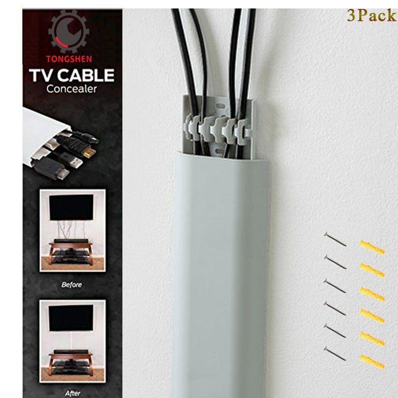Grå pp ledninger kabelkanal kabel trunking tv ledning dækker skjuler kabler væg raceway vægmontering tv kabel concealer skjul ledninger