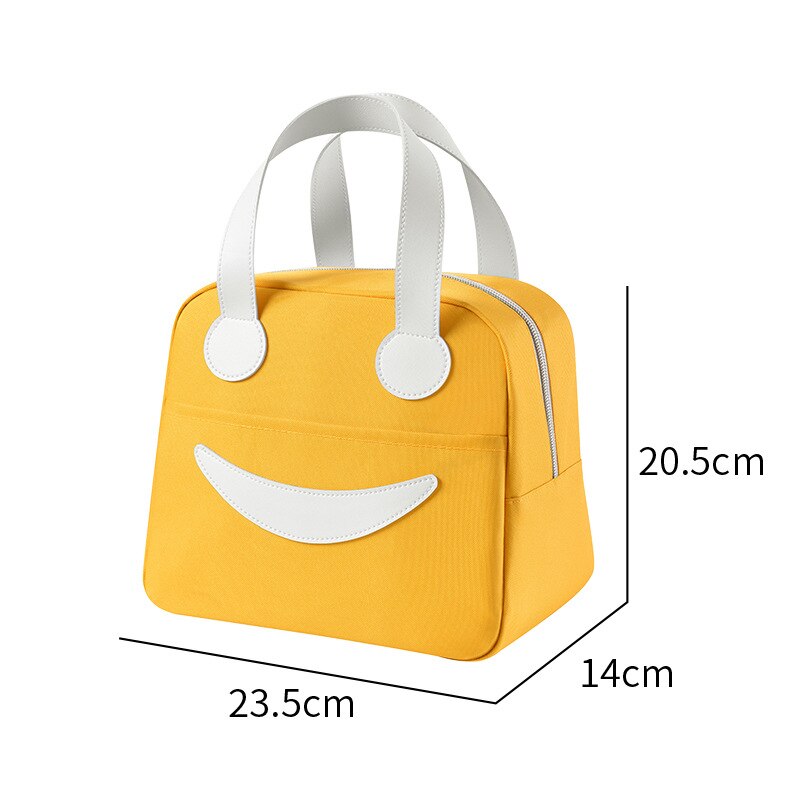Smiley – sac à déjeuner fourre-tout de couleur unie, étanche, thermique, isolé, Portable, isotherme, Bento d&#39;extérieur pour aliments: 23x14x20 Yellow