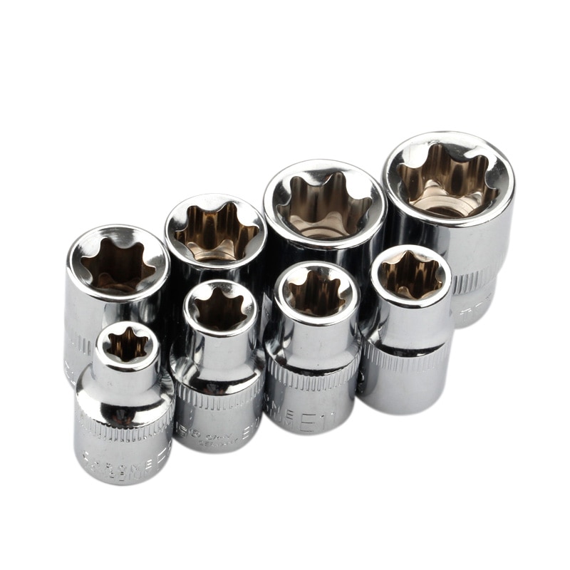POIU 14 STKS Vrouwelijke E-Torx Star Socket Set met Case, 1/4, 3/8, 1/2 Drive Externe Star Socket Set E4-E24 Koppeldopsleutelset, JGG1102-001L