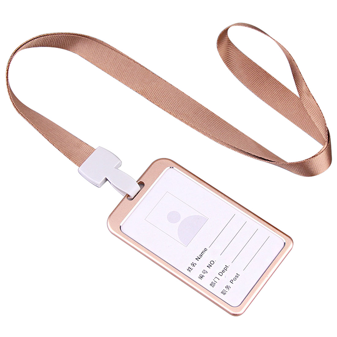 Aluminum Alloy Metal Vertical ID Badge Holder Bank Credit Card Bus Cards Case Cover Holders With Lanyard: vertical gold