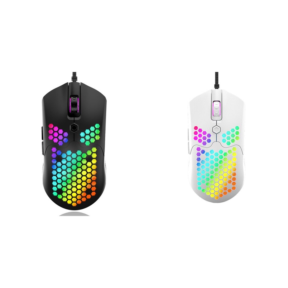 M5 Hollow-out Honeycomb Shell Gaming Mouse Colorful RGB Backlit Light Wired Mice with 7 Buttons for Game Lovers