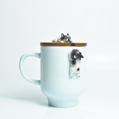 kreative Karikatur 3D Korgi Französisch Bulldogge Keramik Tassen niedlich Große Kapazität Hund Tassen Schüler Paar Becher Für Freund tasse: F1---400ML