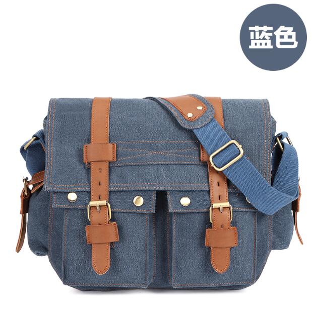 Kucko-Bolso de hombro clásico de lona para hombre, bandolera de mensajero, bolsa de pecho antiarañazos para deportes al aire libre, bolsa de viaje informal: blue